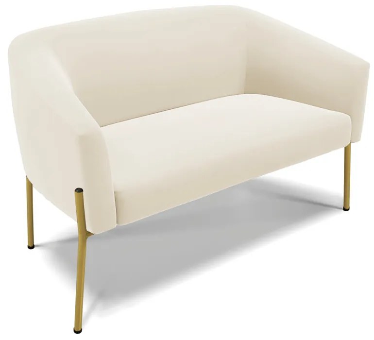 Namoradeira e 2 Poltronas Pé de Ferro Dourado Stella Veludo D03 - D'Rossi - Bege