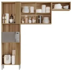 Armário de Cozinha 210cm Com Tampo Hanna Atacama/Off White A15 - Mpoze