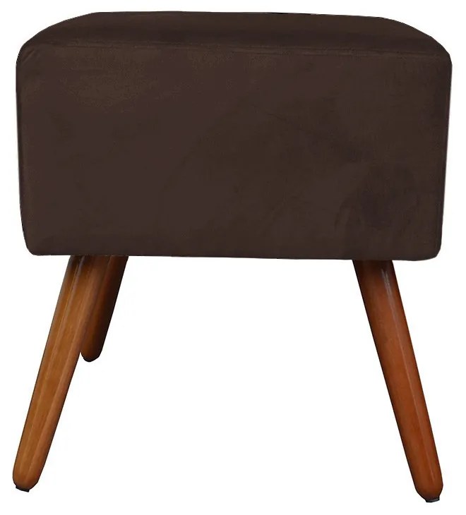 Kit Poltrona Gabi Pé Palito + Puff Quadrado Suede Marrom Sala, quarto, amamentação