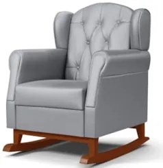 Kit 02 Poltronas Amamentação Base Madeira Balanço Lucy Z39 Sintético C