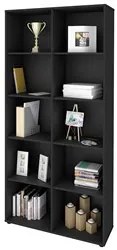 Mesa Escrivaninha em L Eron e Estante Livreiro 90x187cm Lean A06 Preto