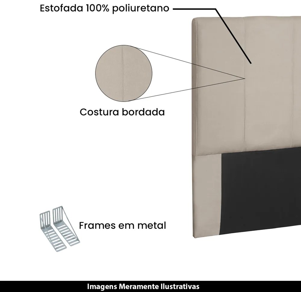 Cabeceira Decorativa Casal 1,40M Erza Suede Bege G63 - Gran Belo