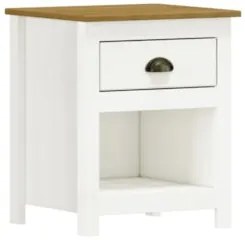Mesa de Cabeceira Para Quarto 1 Gaveta Lázio Branco/Freijó F07 - Mpoze