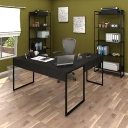 Conjunto Escritório 3 peças 1 Mesa em L e 2 Estantes Studio Industrial
