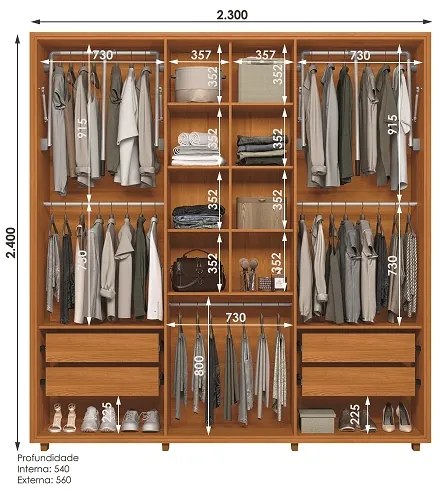 Guarda Roupa Portinari Cinamomo/Off White – Madetec Móveis