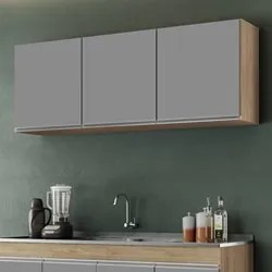 Armário Aéreo de Cozinha 150cm 3 Portas Argélia Castanho/Cinza - Lumil
