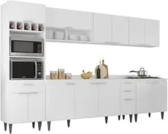 Armário de Cozinha Com Tampo CP05 320cm Pérola Branco Z34     - Mpozen