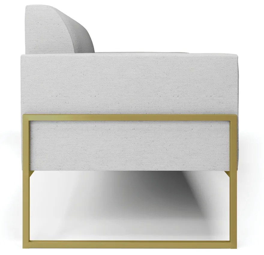 Sofá Namoradeira Base Industrial Alta Dourado Marisa Linho - A05 Cinza