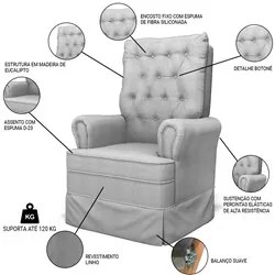 Kit 02 Poltronas de Amamentação e Descanso Com Balanço Laís G05 Linho