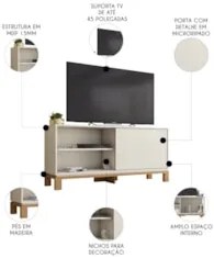 Rack Bancada Para TV 45 Pol 136cm Lucca Off White/Freijó C01 - Mpozena