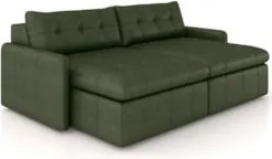 Sofá Retrátil 3 Lugares Para Sala 204cm Elios Couro Verde Z55 - Mpozen