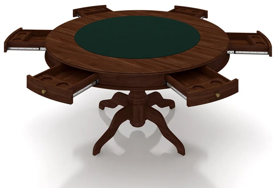 Conjunto Mesa de Jogos Carteado Bellagio Tampo Reversível e 6 Cadeiras Madeira Poker Base Estrela Veludo Preto/Imbuia G42 - Gran Belo