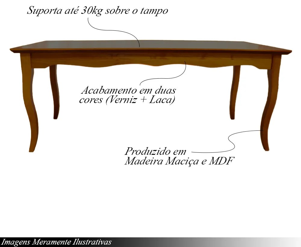 Mesa Sala de Jantar Cozinha Gallia 200cm Madeira Maciça e MDF Imbuia G42 - Gran Belo