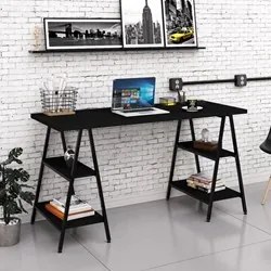 Mesa Escrivaninha Cavalete 150cm Estilo Industrial Prisma C08 Preto Ôn