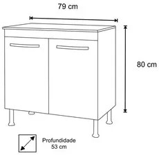 Balcão para Cooktop 4 Bocas Catarina 2 Portas Castanho/Avelã - AJL Móv