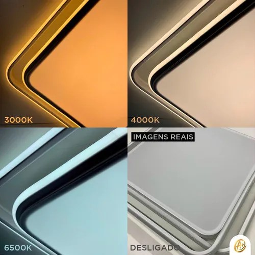 Plafon Hoop 72W Multicolor Branco Bivolt 38X38 | Opus Hm 82901 (Dourado)