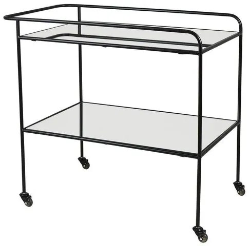 Carrinho Bar Delia Aco Preto Tampos Espelhados 82 cm (LARG) - 41439 Sun House