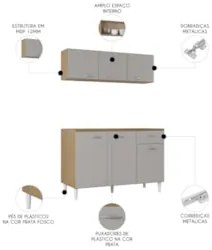 Armário de Cozinha e Balcão 120cm Classic Damasco/Off White Z46 - Mpoz