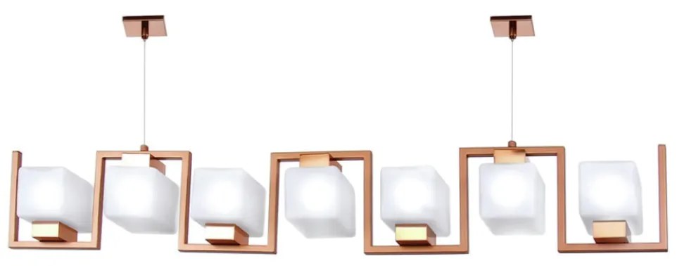 Pendente Retâgular Linear Vidro Quadrado 112X10X19Cm Metal E Cubo 07Xg... (PRETO, AMBAR)