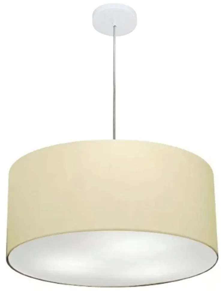Lustre Pendente Cilíndrico Md-4100 Cúpula em Tecido 50x25cm Algodão Crú - Bivolt