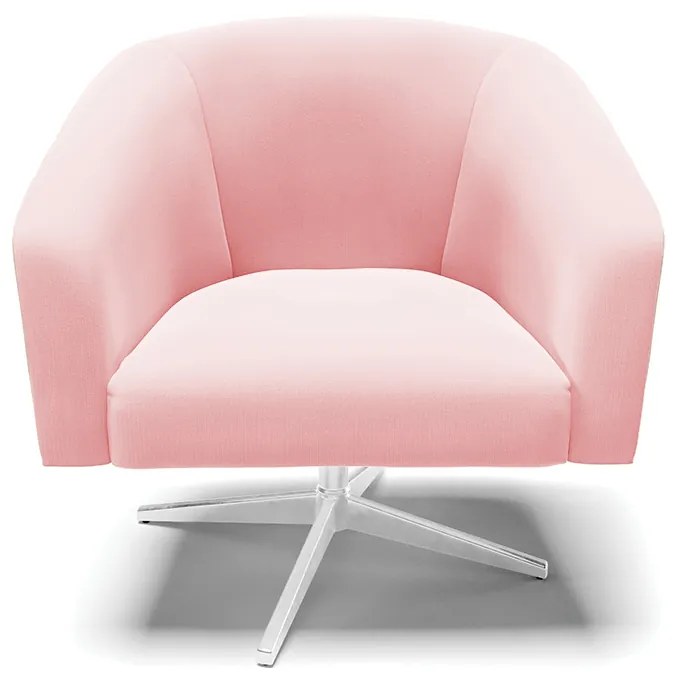 Poltrona Decorativa Giratória Cromada Kit 2 Stella Suede D03 - D'Rossi - Rosa Bebê