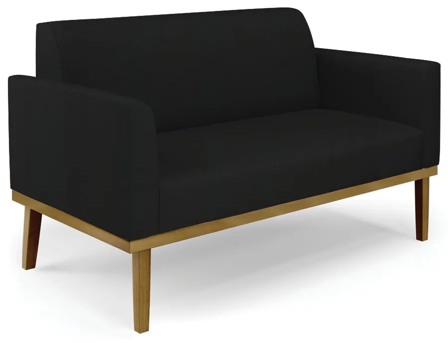 Poltrona Namoradeira Decorativa Isabella Pés Fixo em Madeira Preto Linho Preto G19 - Gran Belo