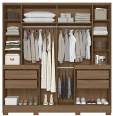 Guarda Roupa Casal 216cm Com Espelho Freeze Carvalho/Fendi Z17 - Mpoze