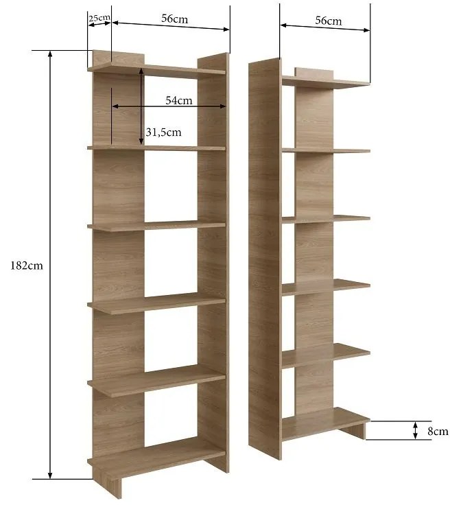 Estante para Livros Livreiro com 6 prateleiras Oak