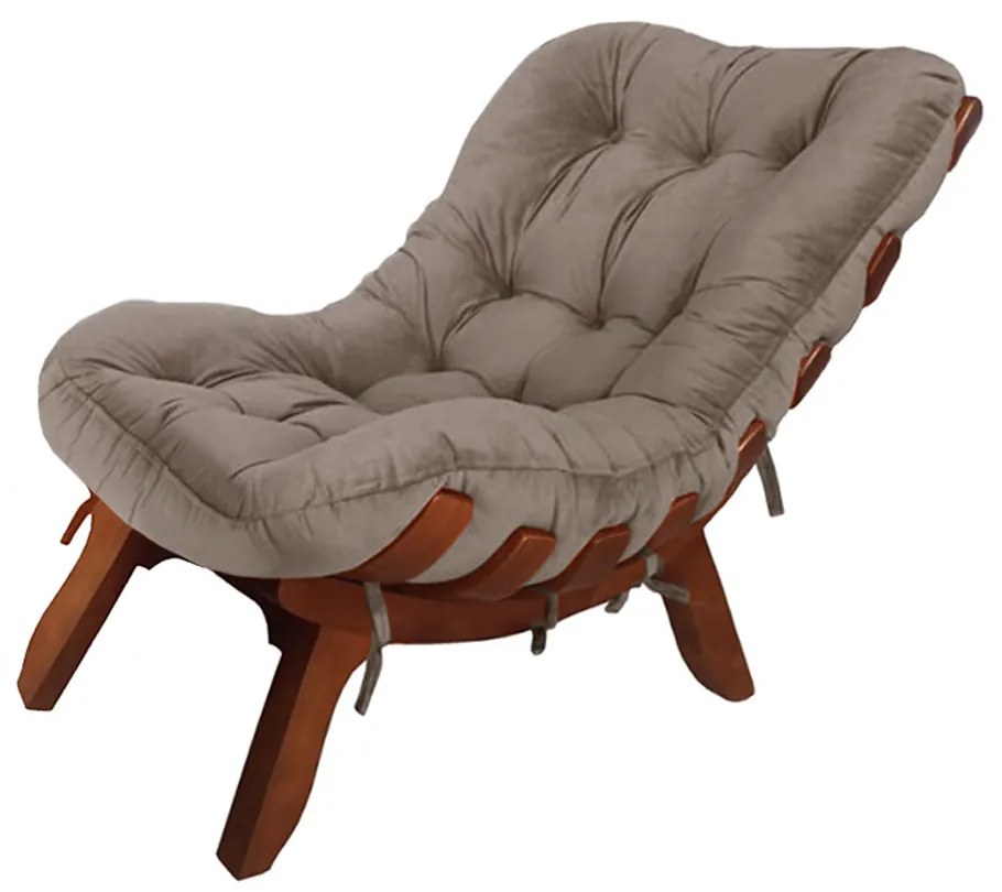 Conjunto 2 Poltrona Decorativa Costela Veludo Cappuccino