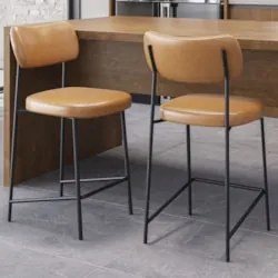 Banqueta Cozinha Média Kit 2 Milli Sintético Caramelo A14   - Mpozenat
