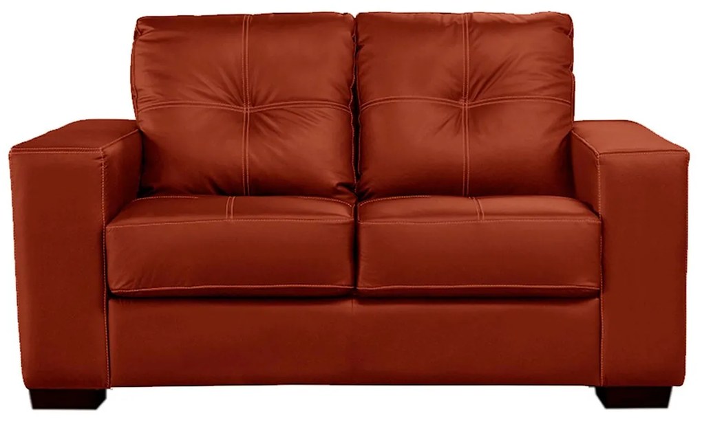 Sofá de Couro 2 Lugares Londres 151cm M06 Cor Conhaque com Brilho 457 - ADJ DECOR