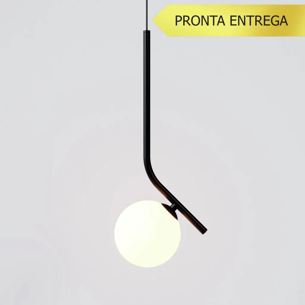 Pendente Angular Globo Ø12Cm C/ Rosca Alumínio 1Xg9 - Qimporta Pd2357 (BRANCO, FOSCO)