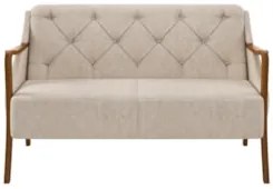 Poltrona Namoradeira 2 Lugares 135cm Capitonê Lapa Z32 Linho Cru Liso