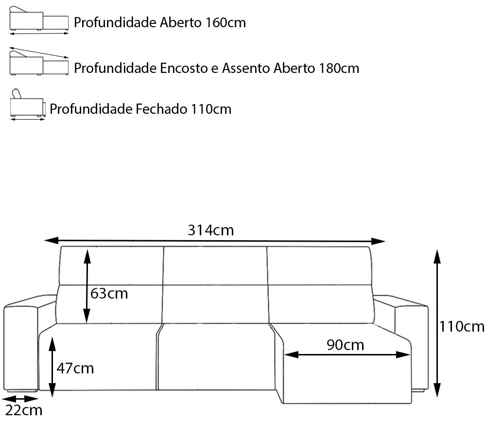 Sofá Retrátil Reclinável 5 Lugares Sala de Estar 314cm Russo Couro Caramelo G52 - Gran Belo