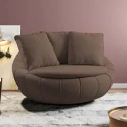 Poltrona Decorativa Redonda Giratória com Almofadas Saphire Z32 Veludo