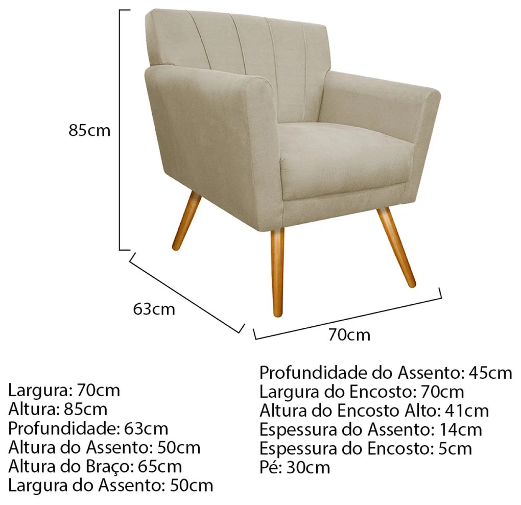 Kit Diva Recamier Vanessa 160cm Lado Esquerdo e 01 Poltrona Laura Linho