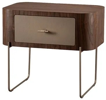 Mesa Cabeceira Nobre Nogueira Gaveta Fendi Base Gold - 77913 Sun House