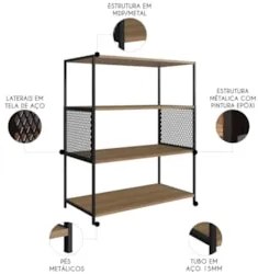 Estante Multiuso Industrial 77cm com Prateleiras Alure Mel Z54 - Mpoze
