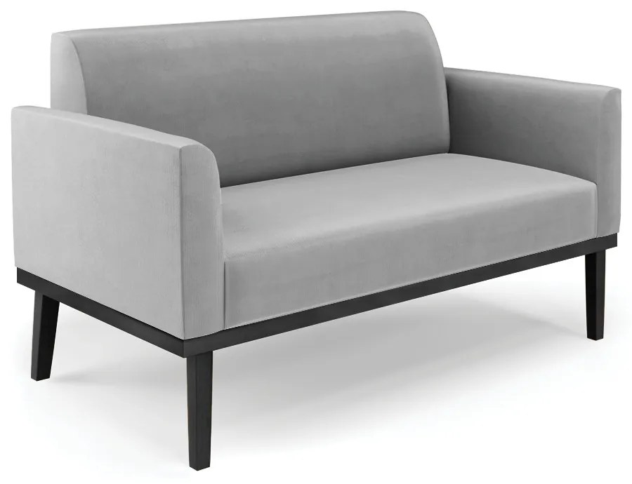 Sofá Namoradeira com Poltrona Base de Madeira Fixa Preto Marisa Suede  D03 - D'Rossi - Cinza