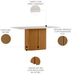 Mesa de Jantar Retangular 160cm 6 Lugares Flex Zuni Ypê/Off N02 - Mpoz