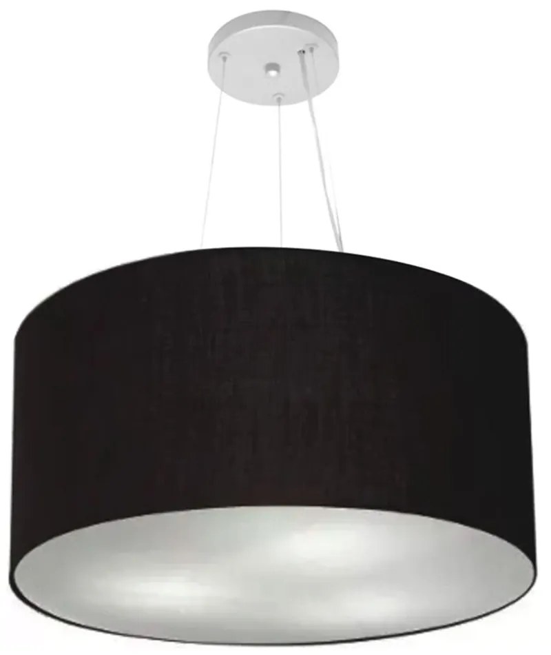 Lustre Pendente Cilíndrico Md-4192 Cúpula em Tecido 55x30cm Preto - Bivolt