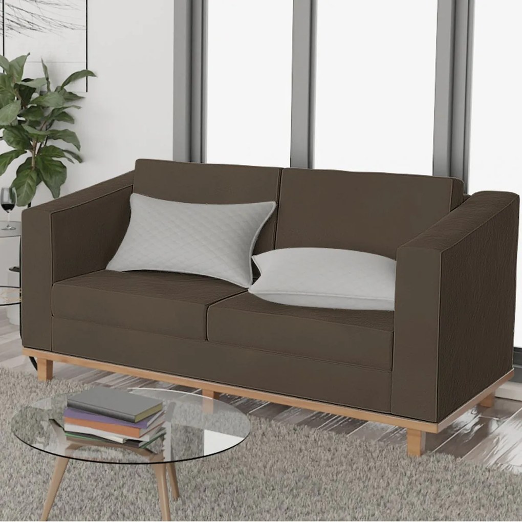Kit Sofá 2 Lugares e 2 Poltronas Europa Suede Marrom ADJ Decor