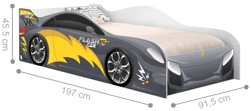 Cama Solteiro Infantil 197x91,5cm para Quarto Personagens K02 - D'Rossi - CARRO CHUMBO