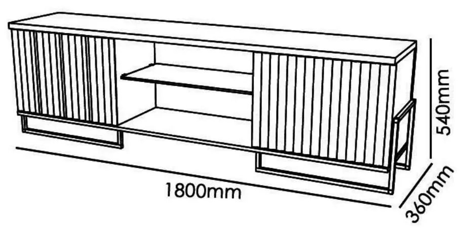 Bancada Rack Ripado 180cm Palestra Prateleira de Vidro MDP/MDF Mel/Off White G44 - Gran Belo