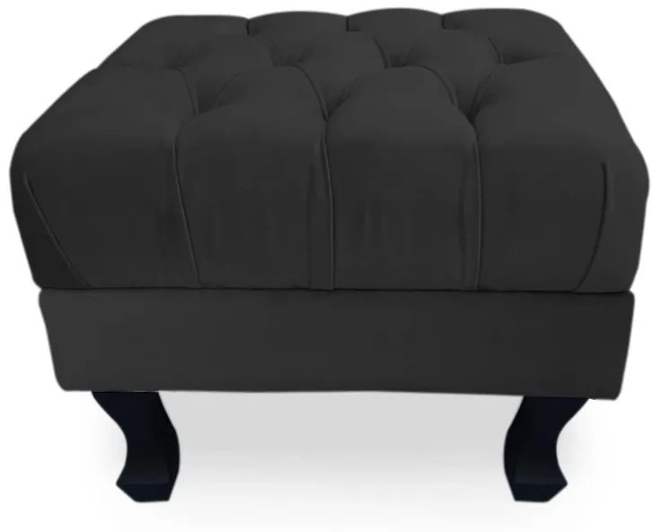 Puff Baú Decorativo Capitonê Luis XV 50x40cm Suede Preto - Sheep Estofados - Preto