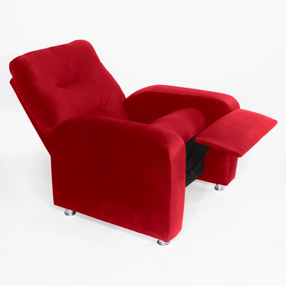 Poltrona Do Papai Reclinável Madri Suede Vermelho