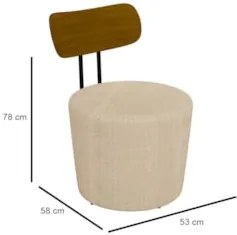 Poltrona Decorativa para Sala de Estar Redonda 53cm Le Moon Z32 Linho