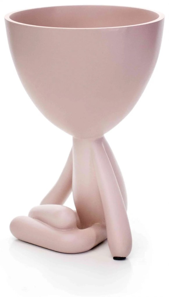 Vaso Decorativo Bob Robert Plant Perna Cruzada em Poliresina Rosa 14,5x11x10 cm - D'Rossi