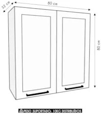 Armário Cozinha Aéreo 80cm Com 2 Portas Zaya Branco T01     - Mpozenat