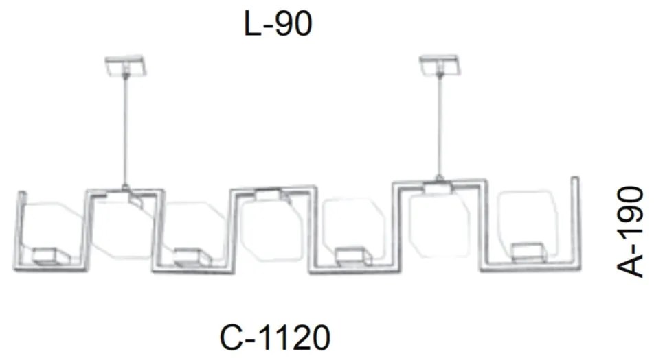 Pendente Retâgular Linear Vidro Quadrado 112X10X19Cm Metal E Cubo 07Xg... (GRAFITE / CROMADO, AMBAR)